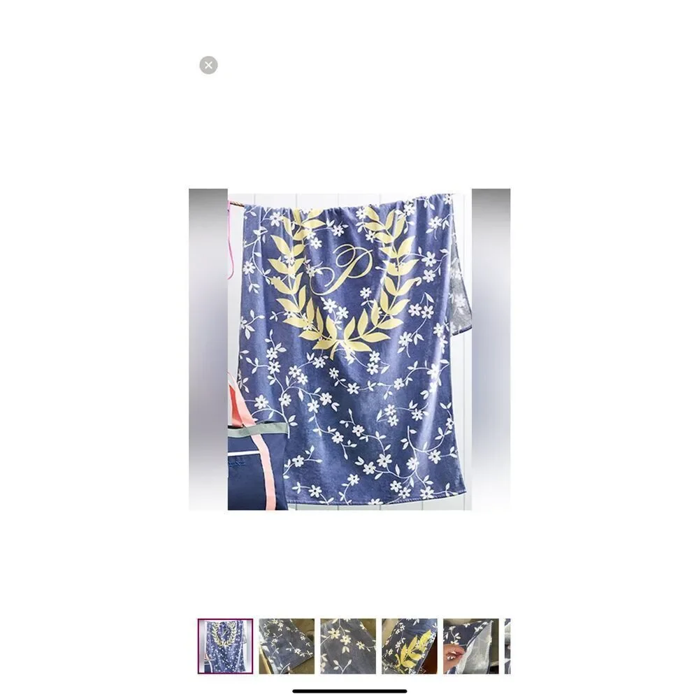 NWT PINK Victoria's Secret Oversized Floral Beach Swim Blue White Bath Towel